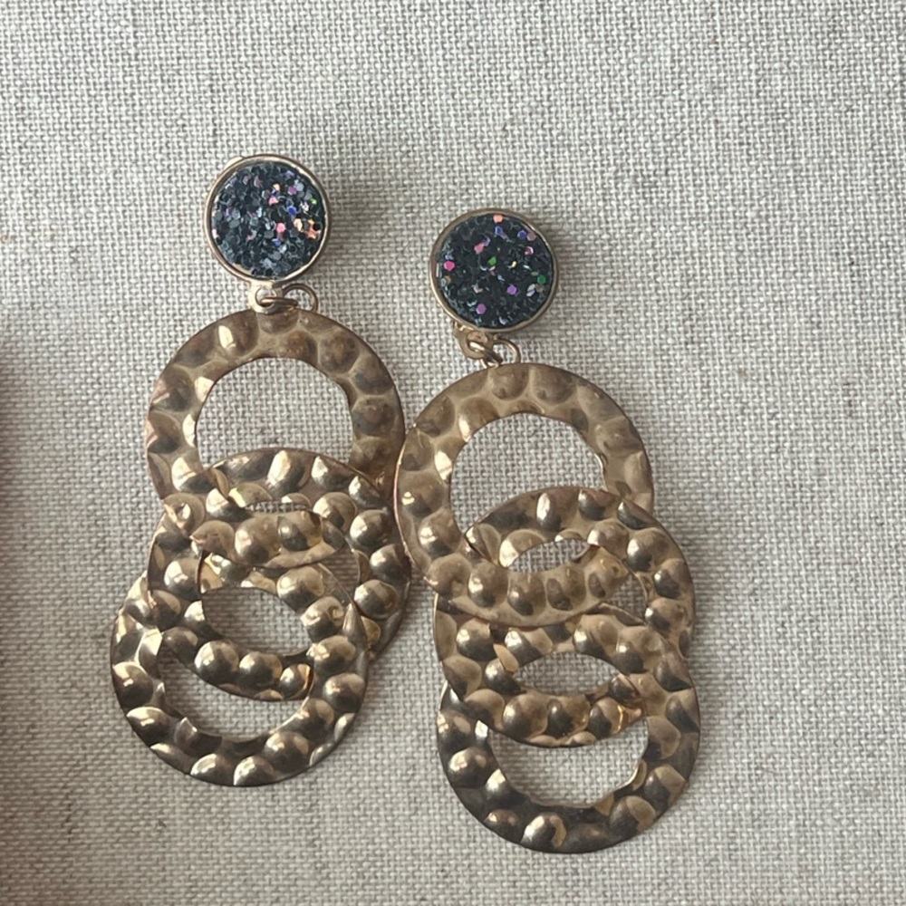 Twilight Gold Hammered Hoop Earrings